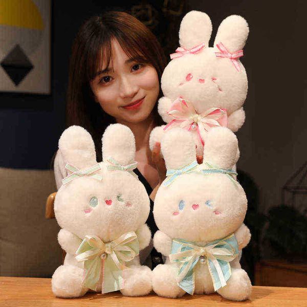 3040 Cm Kawaii 3 Stili Peluche Coniglio Bambole Splendidamente Vestito Nastro Coniglio Peluche Giocattoli Farcito Morbido Cuscino Animale Regali Fidanzata J220729