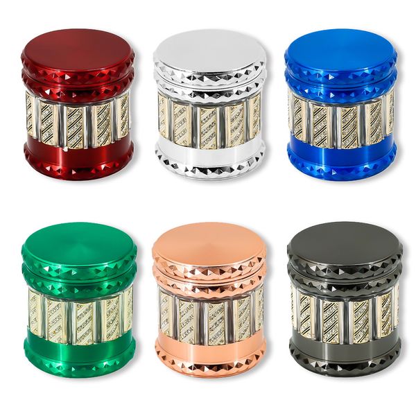 Dispositivo de moagem de fuma￧a de fuma￧a de liga de zinco de cromio triturador 4 camadas de moer de metal Multi -Color Metal Grinder 63mm