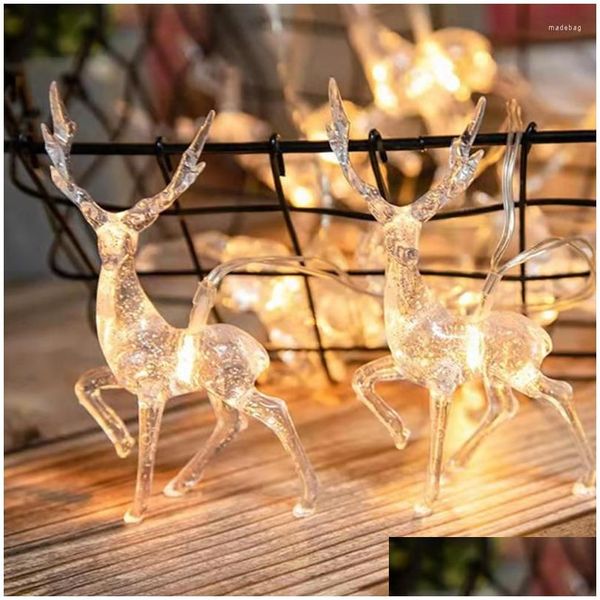 Decorazioni natalizie Decorazioni natalizie Led Sika Deer Light String Albero di Natale Merry Decor For Home Happy Year 2022 Elkshaped Deco Dhjro