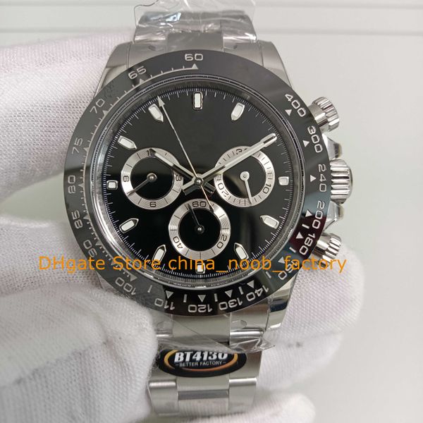 2 цветные мужские автоматические хронографные часы Men Ultra Town 40 -мм сапфировый стеклянный стеклянный черный циферблат Керамическая рамка 904L Стальный браслет Cal.4130 Движение Bt Механические часы
