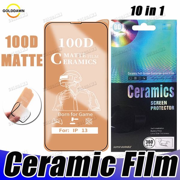 100D Matte Clear Ceramic Displayschutzfolie Nano Explosionsgeschützter Schutzfilm für iPhone 15 14 Plus 13 12 Mini 11 Pro Xs Max XR X 8 7 6 6S Plus mit Einzelhandelsverpackung