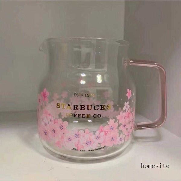 Tazze 2022 Corea Starbucks Tazze Sakura Serie Rosa Teiera Vetro 570ML Tazze di caffè WGR6