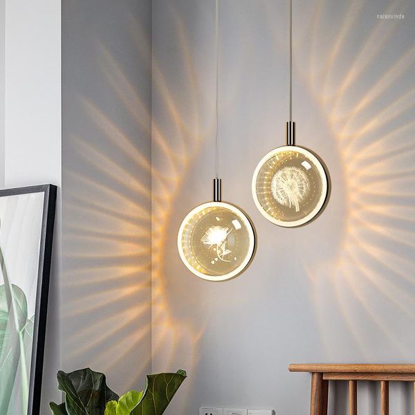 Lâmpadas pendentes Luxo de cristal de luxo para a cabeceira do quarto Iluminação decorativa