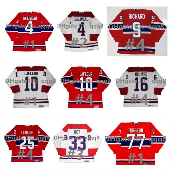 Kolej hokey giyiyor vintage ccm hokey formaları guy lafleur ken kuru Patrick Roy Kirk Muller Yvan Cournoyer Doug Harvey Jean Believeau Maurice Richard