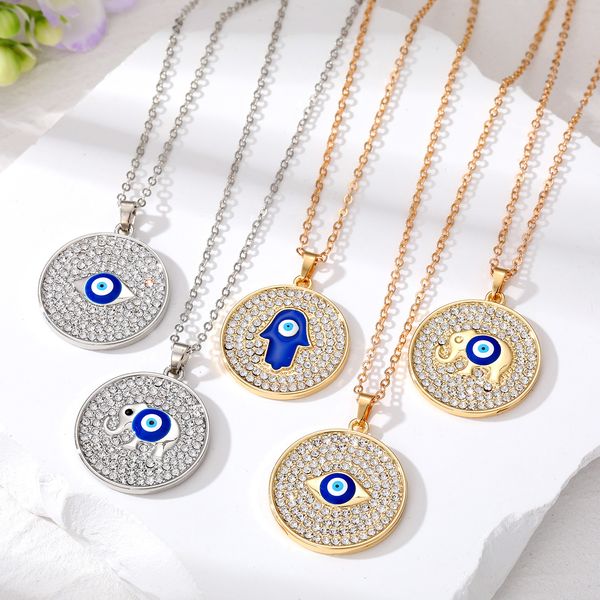 Türkei Evil Eye Halskette Bling Lucky Blue Eye Elefant Fatima Hand Anhänger Halsketten Damen Herren Schmuck