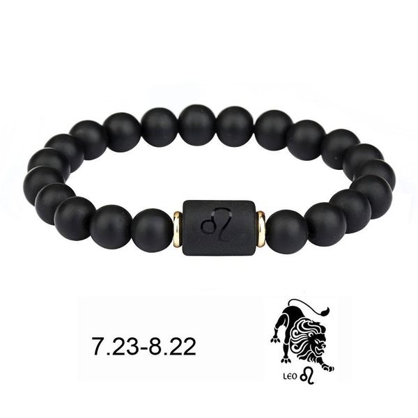 Braccialetti con ciondoli Bracciale zodiacale amore estivo per uomo Donna Coppie abbinate 8 mm Mate Perlina nera Segno zodiacale Costellazione Oroscopo Ebreo Dhcwj