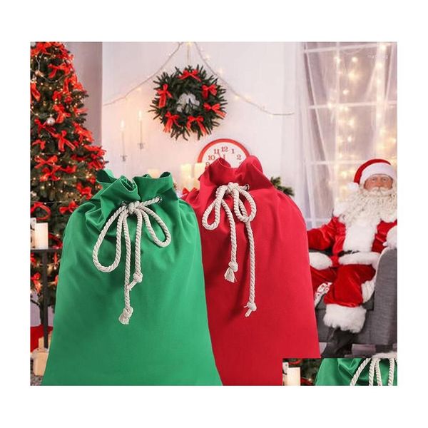 Decorações de Natal Decorações de Natal 1PC Santa Sacos de grande capacidade Candy Toy Bag Claus Tree Ornament DString Supplier C Dhyiu