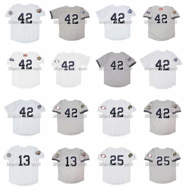 College Baseball Wears 1999 World Series Vintage Maglie da baseball Mariano Rivera Alex Rodriguez Jason Gambi 2001 2000 2003 2009 2009 White Grey Size S-4xl