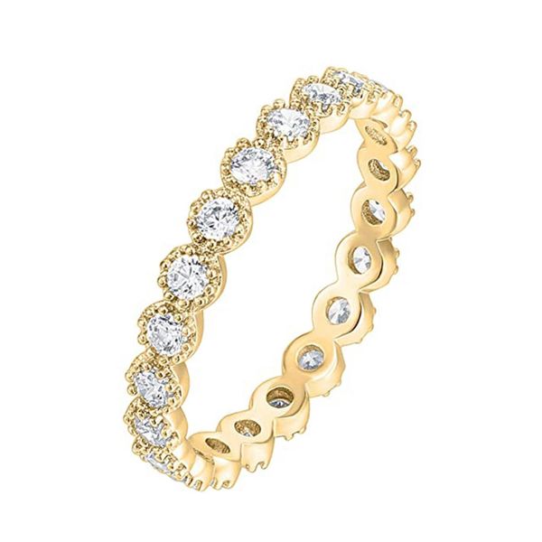 Полоса кольца модная кубическая циркон вечность укладки пальца кольцо для женщин круглый Cz Diamond Crystal Вечеринка свадебные кольца невесты G -ювелирные изделия G DH7M0