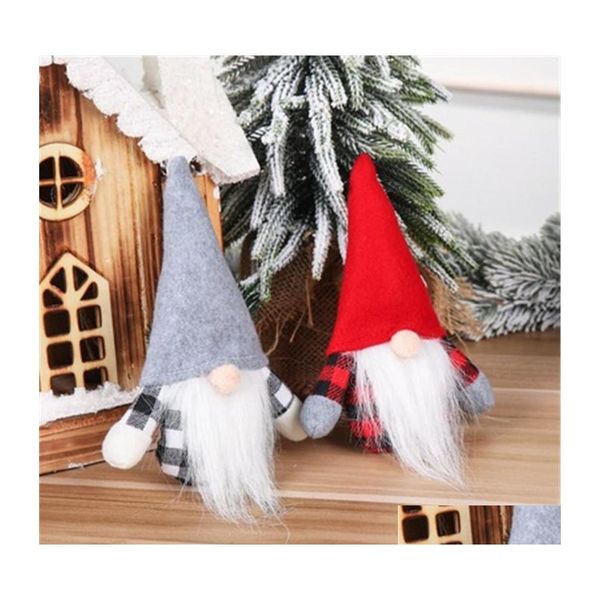 Weihnachtsdekorationen Weihnachtsdekorationen Navidad Anhänger Geschenke Puppe Plüsch Santa Gnome Figur für Heimdekoration Frohes Jahr Gesichtslos Dhm8Q