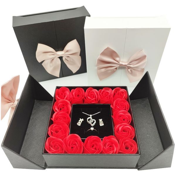 Outros suprimentos de festa de evento Rose Space Black/White Gift Box Favors Wedding Birthday Rose Flower Christmas Dia dos namorados Mothers Girl Gifts 221124