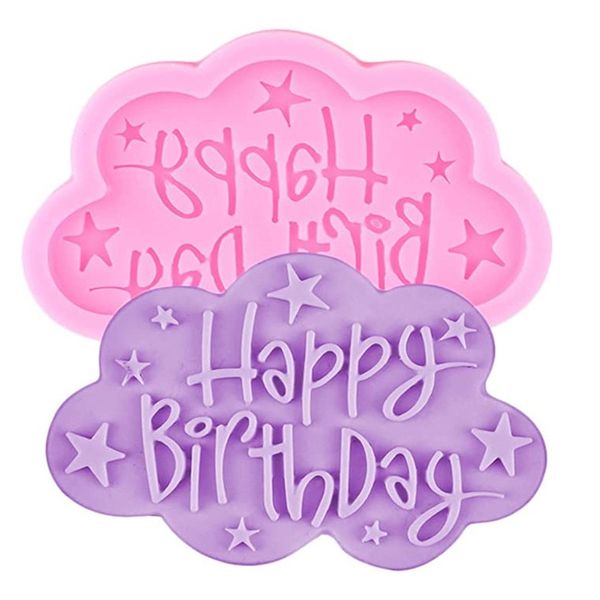 Star Happy Birthday Drip Glue Silicone Mold Handmade Candy Fondente Gum Paste Cake Decor Resin Art Craft Baking Accessories MJ1163