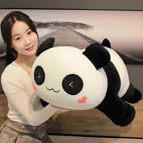 306085 cm Cartoon Niedlichen Riesenpanda Plüschtier Freche Panda Puppe Kissen Für ldren Mädchen Geburtstagsgeschenk J220729