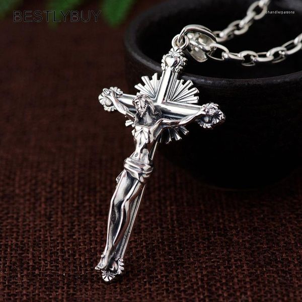 Anhänger Halsketten LYBUY Echt 925 Sterling Silber Halskette Kreuz Personalisierte Anhänger Männer Und Frauen Thai Vintage Edlen Schmuck KEINE KETTE