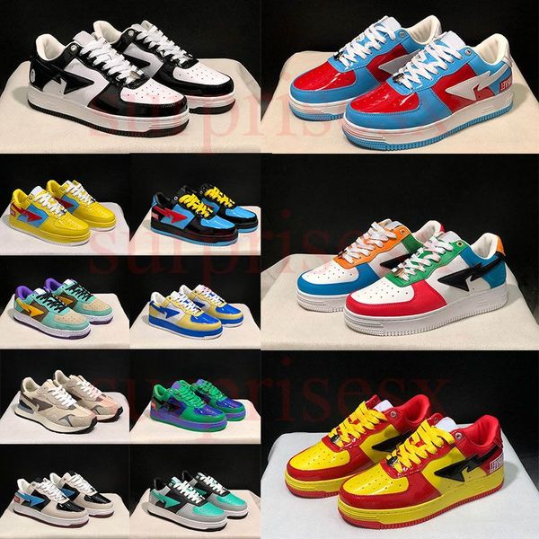 Bapestas baixos tênis de corrida casual 2022 quente novo Tóquio camuflado azul vermelho amarelo bege camurça patente rosa preto branco laranja cinza verde original tênis de tênis EUR 36-45