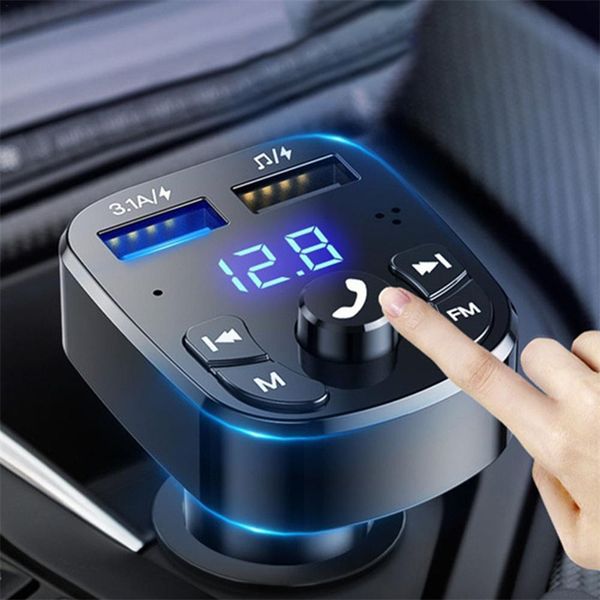 Lettore MP3 per auto Trasmettitore FM Wireless Bluetooth 5.0 Riduzione del rumore Ricevitore audio Kit vivavoce per auto Dual USB Caricatore rapido per auto