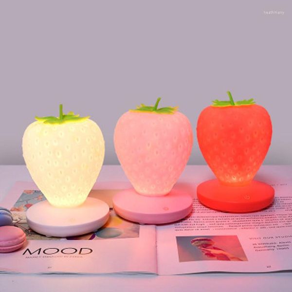 Luci notturne LED Creative Home Strawberry Light Decoration Atmosphere Lamp Strange USB Charging Eye Table in silicone