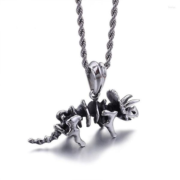 Colares pendentes de aço inoxidável de dinossauros de dinossauros triceratops Titanium colar