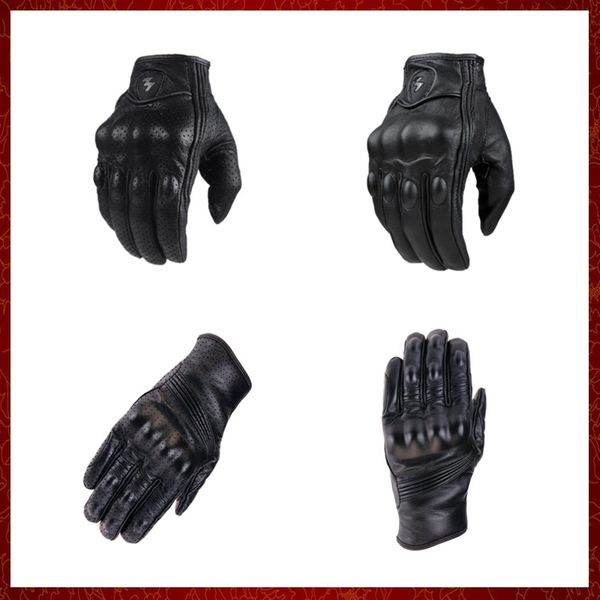 ST568 Retro Perforierte Leder Motorrad Handschuhe Motorrad Radfahren Schutzausrüstung Motocross Carbon Faser Handschuh Frauen Mann Winter Geschenk