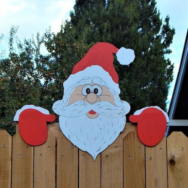 Weihnachtsdekorationen, Weihnachtsmann, Zaunschild, Peeker, Tier, Rentier, bezaubernde Ornamente, Anhänger, Dekoration, Outdoor, Garten, je nach Anlass 221123