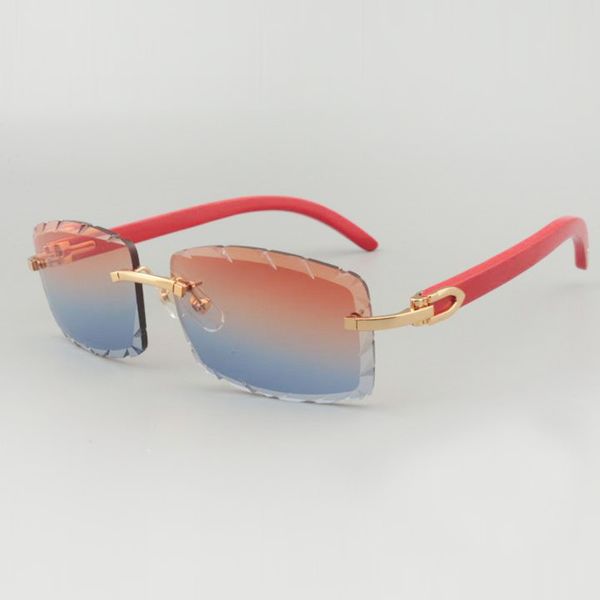 occhiali da sole in legno rosso 8100915 con lente tagliata 56mm 3.0 spess