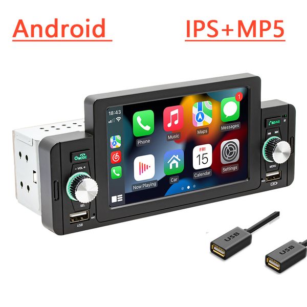 1din Auto Radio CarPlay Player Android MP5 Lettore multimediale Car Stereo Video Immagine inversa WiFi Bluetooth 5.1 Mirror Link