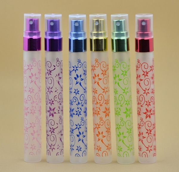 Bottiglie di imballaggio multi colore 10ml Stampa unica 6 colori Mini atomizzatore Bottiglie di profumo spray di vetro Viaggi piccolo vaporizzatore