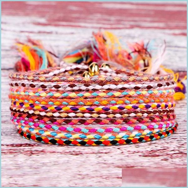 J￳ias de corrente escrevendo e tocando pulseira artesanal Twisted Thist Link Chain Tibetan Cotton Copper Bead Tassel Hand Rope ad Dhgarden dhoxv