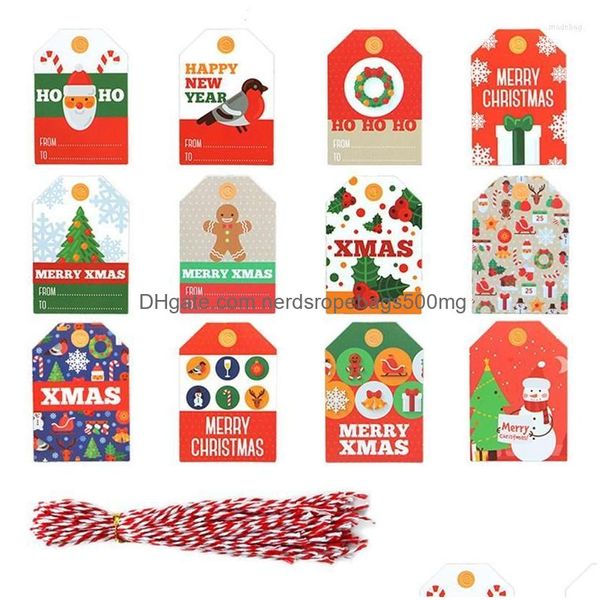 Decorações de Natal Decorações de Natal Tags Merry Tags Kraft Cartão de papel Tag Diy Hang Wrap Decor Favors Supplies Drop Deli DHSDV