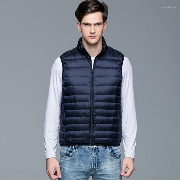 Piumino ultraleggero da uomo Gilet da uomo autunno inverno all'aperto con colletto alla coreana giacca a vento senza maniche Mantieni caldo il gilet di anatra bianca