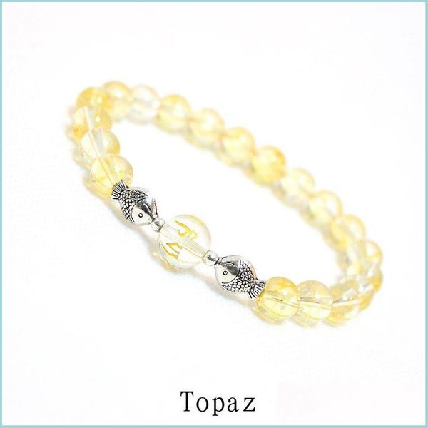 Pulseira de lazi lazi de luxo com mi￧angas redonda de contas redondas de cristal transparente Mticolor Bracelets de fios de pedra natural para mulheres Drop Drop J Dhgarden dh5uj