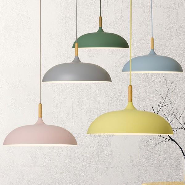 Lampade a sospensione Camera da letto minimalista Colorate tonalità di lampade nordiche Decorano luci Macaron per ristorante o soggiorno AC110V / 220V E27