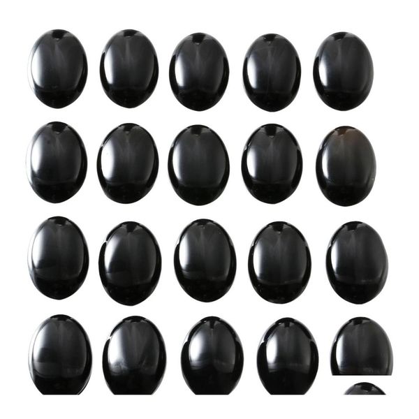 Pedras preciosas de pedras negras naturais oval de pedras preciosas gemas de pedra cura Chakra Crystal Agate Stone Stop Cab Ers nenhum buraco para judeu dhpzh