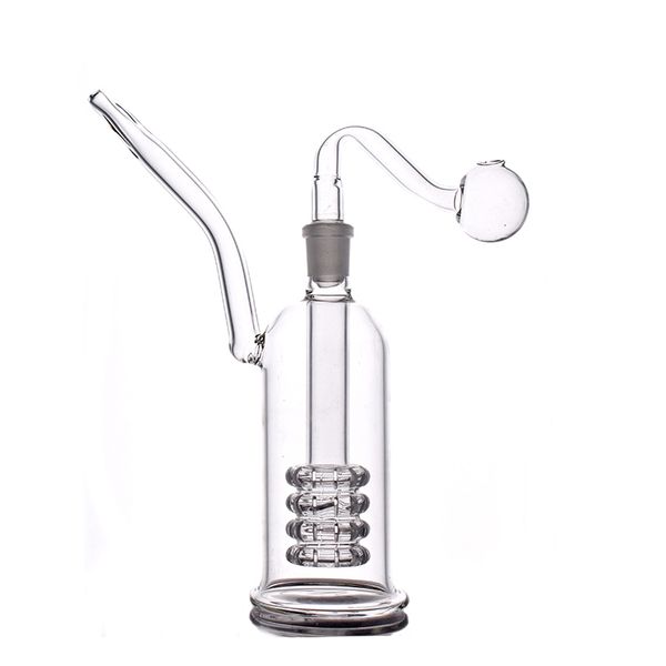 Glas-Ölbrenner-Bong, Shisha, dickes Dab-Rig, 8 Zoll, langlebige Inline-Matrix-Duschkopf-Funktion, Recycler-Rauchwasserpfeife mit 14-mm-Außenkopf und Glas-Ölbrennerrohren