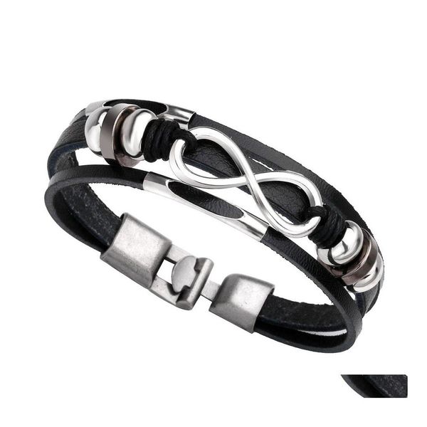 Bracelets de charme Pulseiras de couro preto PU PU