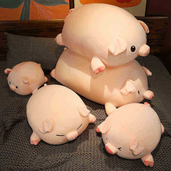 1Pc 4080Cm Cute Squish Pig Filled Doll Sdraiato Peluche Piggy Toy Animal Soft Plushie Cuscino Per bambini Baby Confortante Regalo di compleanno J220729