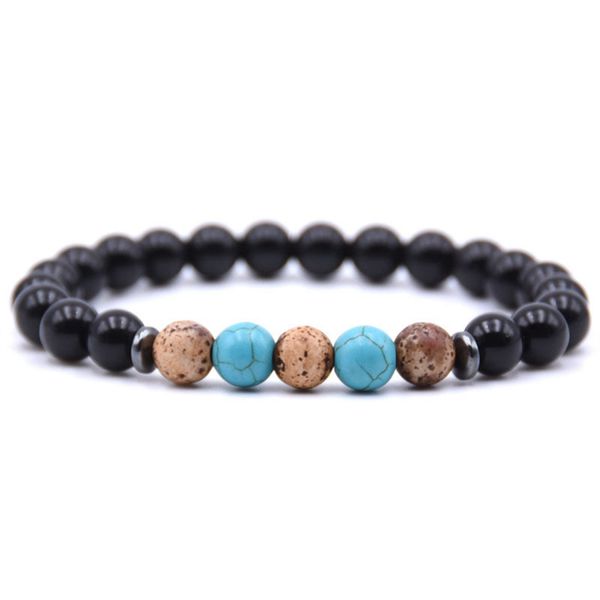 Braccialetti di perline rotonde in onice nero naturale per donna Uomo 8mm Agata Pietra Protezione Healing Crystal Stretch Beaded