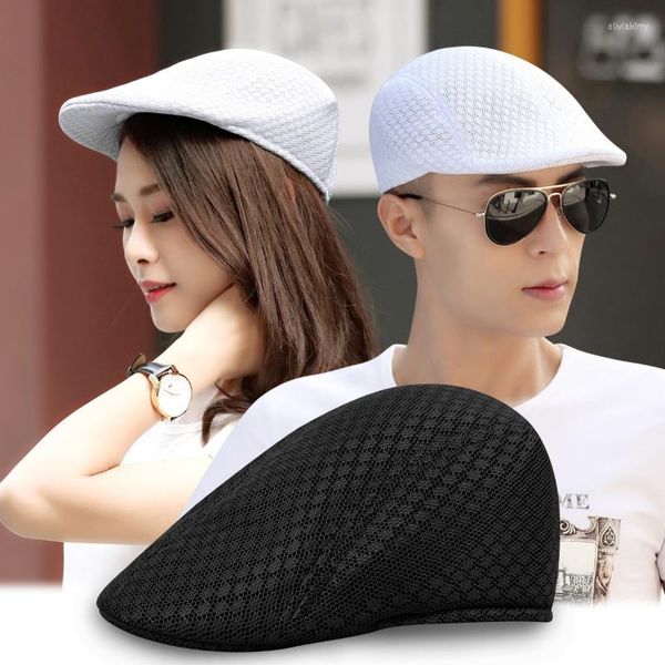 Berets Men's Twill Full Seal сетка, дышащая большие размеры Beret Corean Style Head Round Cap Summer Leisure козырька для женщин