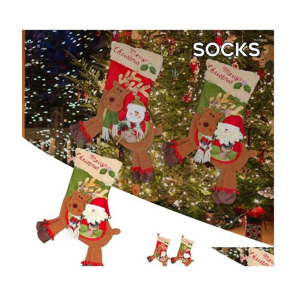 Decora￧￵es de Natal Decora￧￵es de Natal Gotas grandes meias decorativas de alce