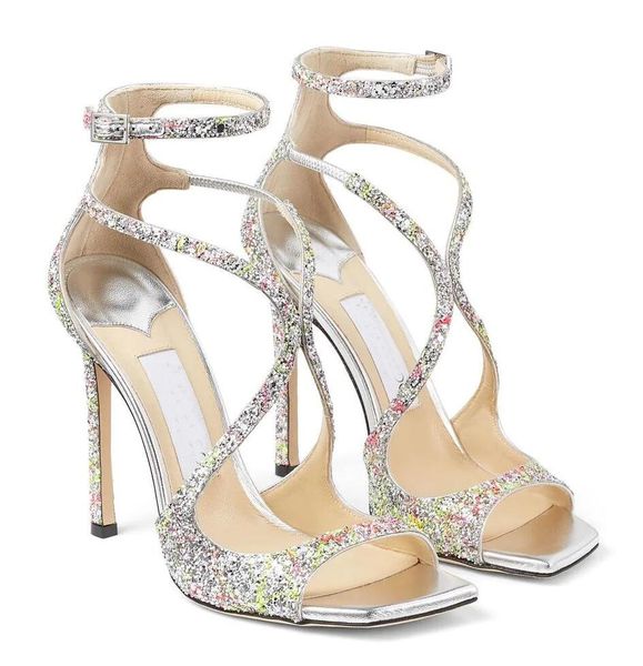 Сандалии известного бренда Azia, блестящая кожаная обувь с квадратным носком, женские сандалии-гладиаторы с крестом, изысканные туфли на шпильках, женское вечернее платье для свадебной вечеринки