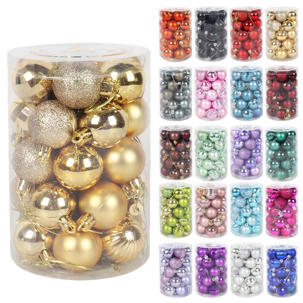 Decorações de Natal 34pcs 4cm ornamentos bolas de árvore pendurada bola de natal Navidad Noel 221123