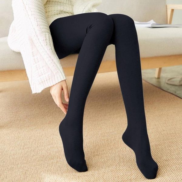 Calzini da donna 100g Leggings sexy caldi invernali Solid Vita alta Slim Addensare Pantaloni calzino elastico Collant femminile Velluto scarno