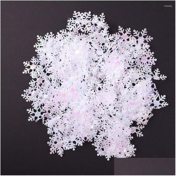 Decorações de Natal Decorações de Natal 600pcs Snowflake Ornamentos Fatias de festas Scatter Snow Pieces Natal Holida de férias de inverno dr dhmht