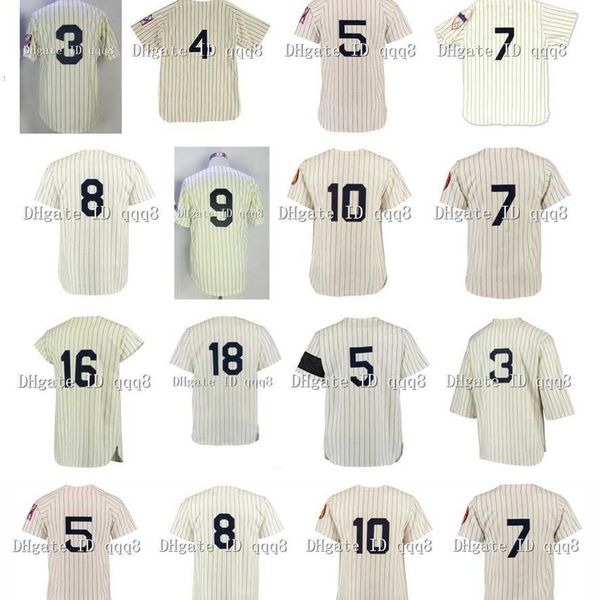 College Baseball indossa una maglia da baseball vintage BABE RUTH MANTLE JOE DIMAGGIO LOU GEHRIG 8 YOGI BERRA 16 Whitey Ford Thurman Munson Don Larsen Phil Rizzuto Retro