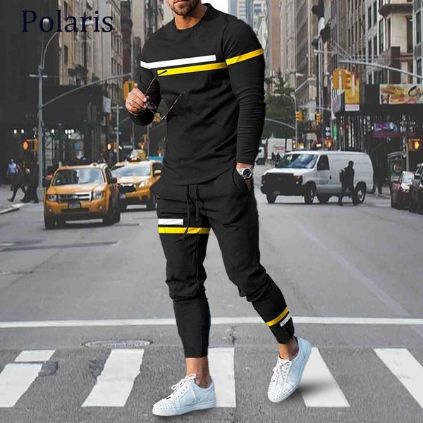 Mens Tracksuits Outono Moda Soild Cor Manga Longa Camiseta Tracksuit Homens Calças Set Oversized Sweatpants 2 Peça Terno Sportwear Roupas 221124