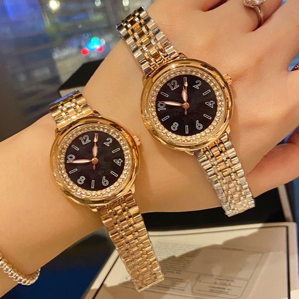 Mode Marke Armbanduhren Frauen Damen Mädchen Kristall Stil Luxus Metall Stahl Band Quarzuhr CH 88