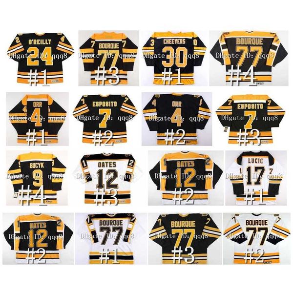 College Hockey trägt Vintage Ray Bourque Hockey Jersey Bobby Orr Cam Neely Phil Esposito Adam Oates Johnny Bucyk Derek Sanderson TERRY O'REILLY Gerry Cheevers