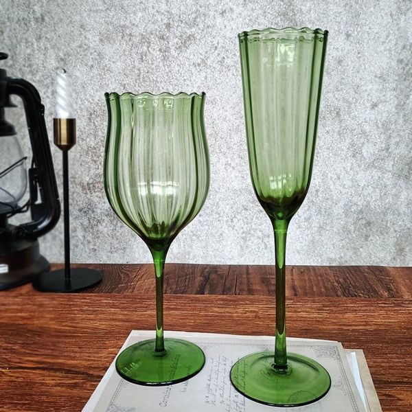 Bicchieri da vino fatti a mano Champagne Brandy Bicchiere da vino rosso Retro Grande capacità Festa di nozze Cocktail Calice da whisky Decor Tazza da bere a forma di fiore 221124