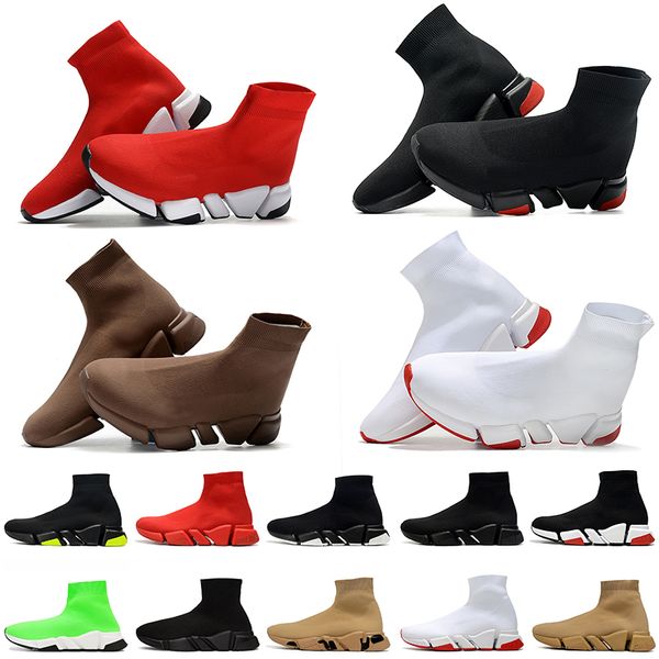 Berühmte Marke Luxurys Designer Stiefel Damen Herren Mode Socken Schuhe Übergroße Loafer Klare Sohle Dreifach Schwarz Weiß Rot Braun Grün Speed Trainer Plateau Sneakers