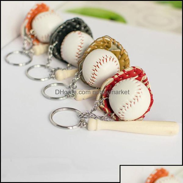 Schlüsselringe Schlüsselringe Schmuck Schmuck Keychain Baseballkette Hochwertige Fledermaus und Handschuhe Ringgeschenk für Sportsouvenirs Drop Delivery 2021 BJQ DH2YV